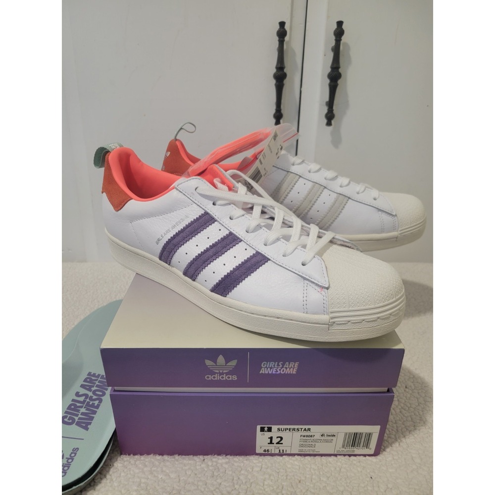 Adidas Originals Superstar Girls Are Awesome White Purple FW8087 Mens 12